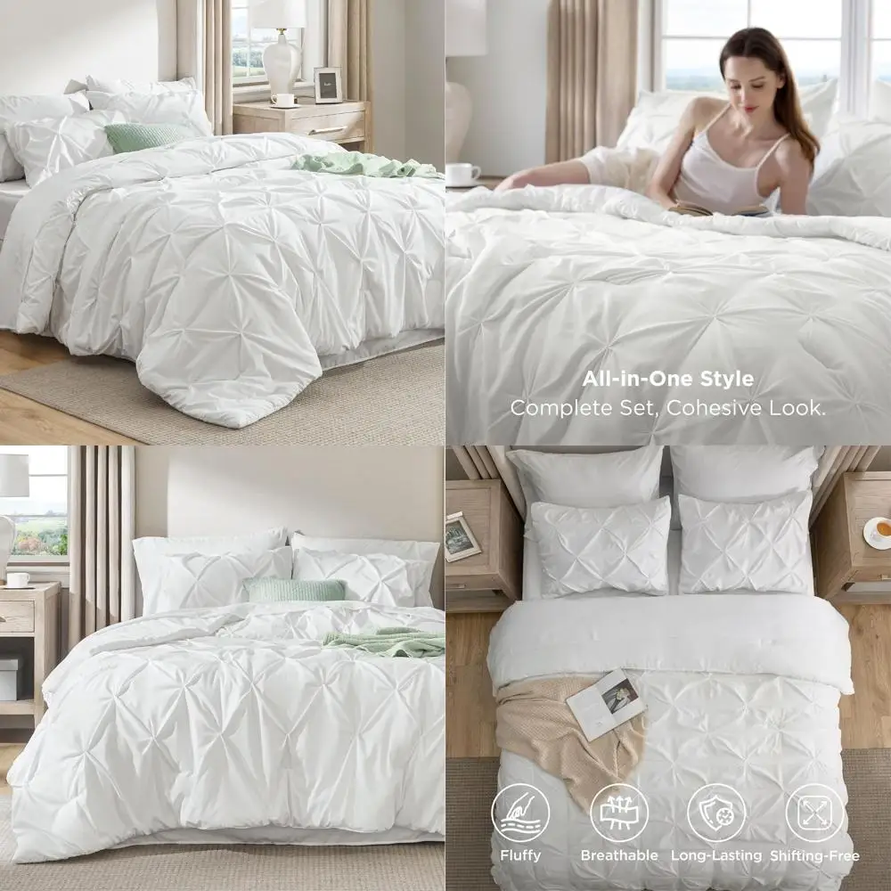 Twin Size Bedding Set - 5 Piece White Comforter with Sheets, Pillowcases, and Shams
Twin Size Bedding Set - 5 Piece White Comforter with Sheets, Pillowcases, and Shams