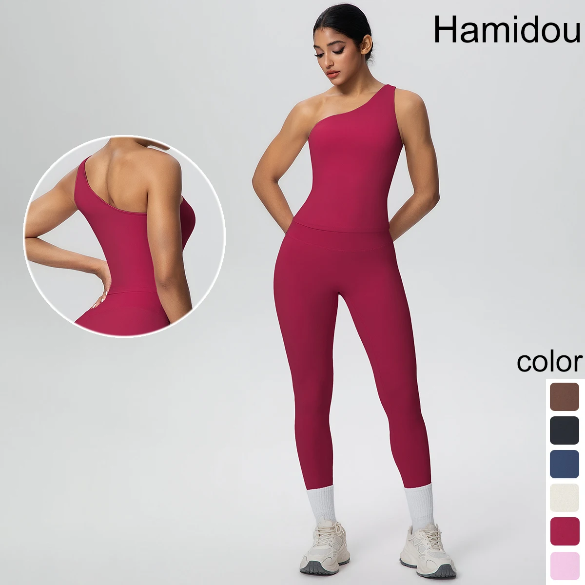 Woman Solid Color Backless Single Shoulder Bra and Pants Yoga Set Gym Sports Shock-absorbing Running Push Up Legging Yoga Set
Woman Solid Color Backless Single Shoulder Bra and Pants Yoga Set Gym Sports Shock-absorbing Running Push Up Legging Yoga Set