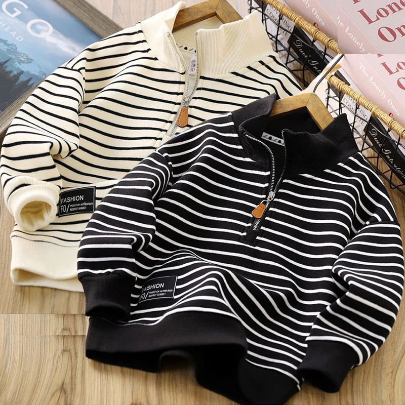 4-14 Years New Stripe Spring Autumn Boys Pullover Fashion Full Sleeve Zipper Sweatshirt For Kids Children Outdoor Wear Top
4-14 Years New Stripe Spring Autumn Boys Pullover Fashion Full Sleeve Zipper Sweatshirt For Kids Children Outdoor Wear Top