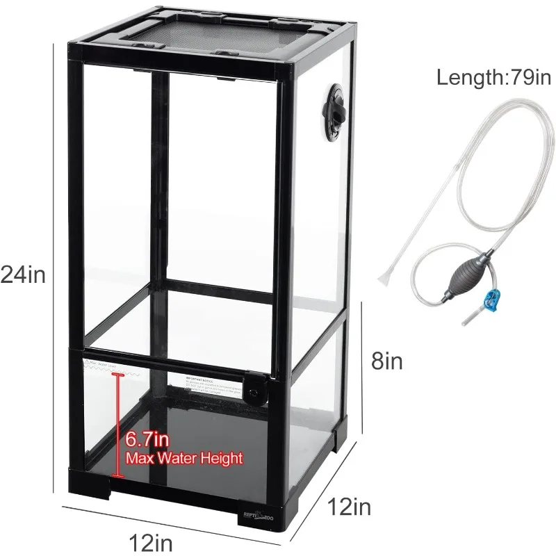 15 Gallon Full Glass Reptile Terrarium 12" x 12" x 24" Knock-Down Glass Tank and Siphon Gravel Cleaner Set, Small Habitat
15 Gallon Full Glass Reptile Terrarium 12" x 12" x 24" Knock-Down Glass Tank and Siphon Gravel Cleaner Set, Small Habitat