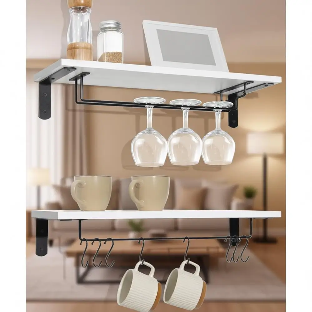 Настенные полки для кружек и стаканов, 20 дюймов, набор из 2 штук с крючками
Настенные полки для кружек и стаканов, 20 дюймов, набор из 2 штук с крючками