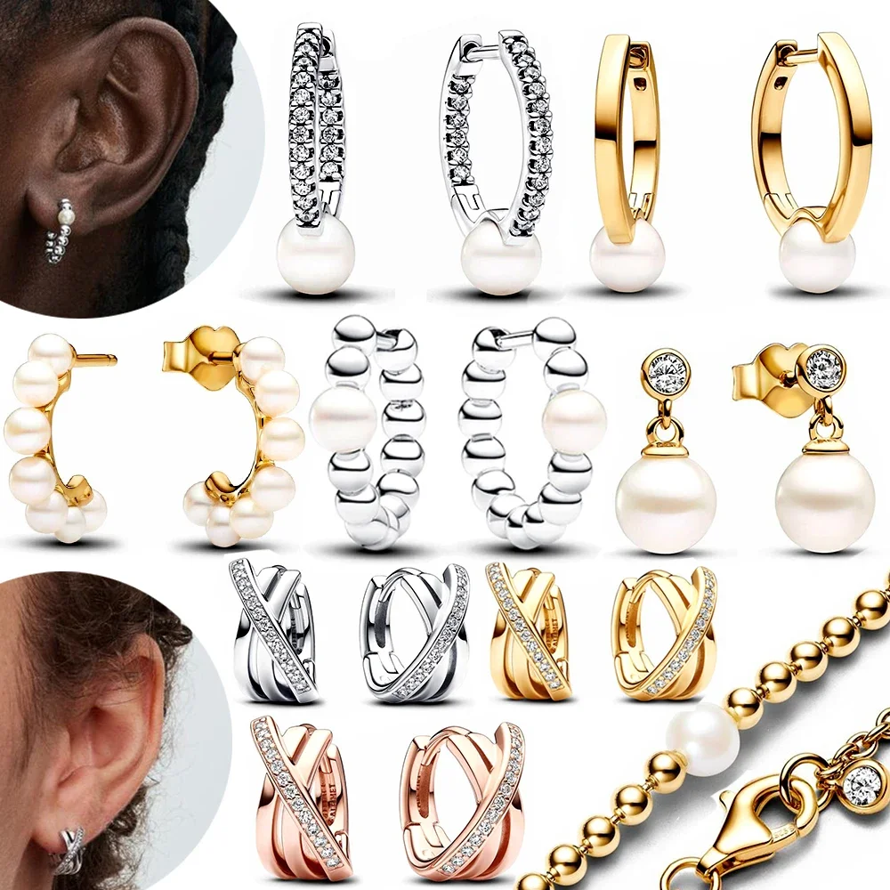 Earrings Silver 925 Crossover Pave Pearl & Beads Heart Hoop Earring With Crystal For Women Gift Popular DIY Jewelry
Earrings Silver 925 Crossover Pave Pearl & Beads Heart Hoop Earring With Crystal For Women Gift Popular DIY Jewelry