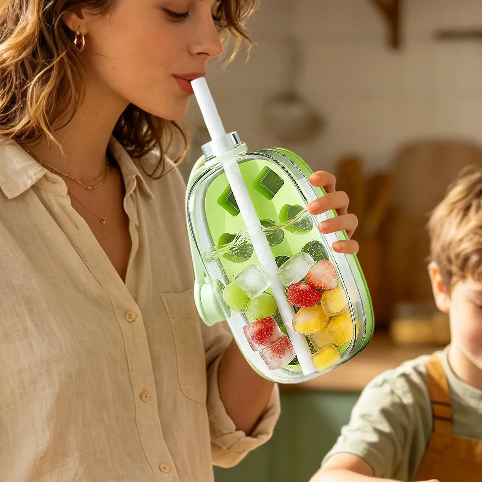 Ice Maker Bottle 2-in-1 Portable Reusable Press Dispenser Ice Making Bottle for Water Whiskey Coffee Cooler Food Home Cocktail
Ice Maker Bottle 2-in-1 Portable Reusable Press Dispenser Ice Making Bottle for Water Whiskey Coffee Cooler Food Home Cocktail