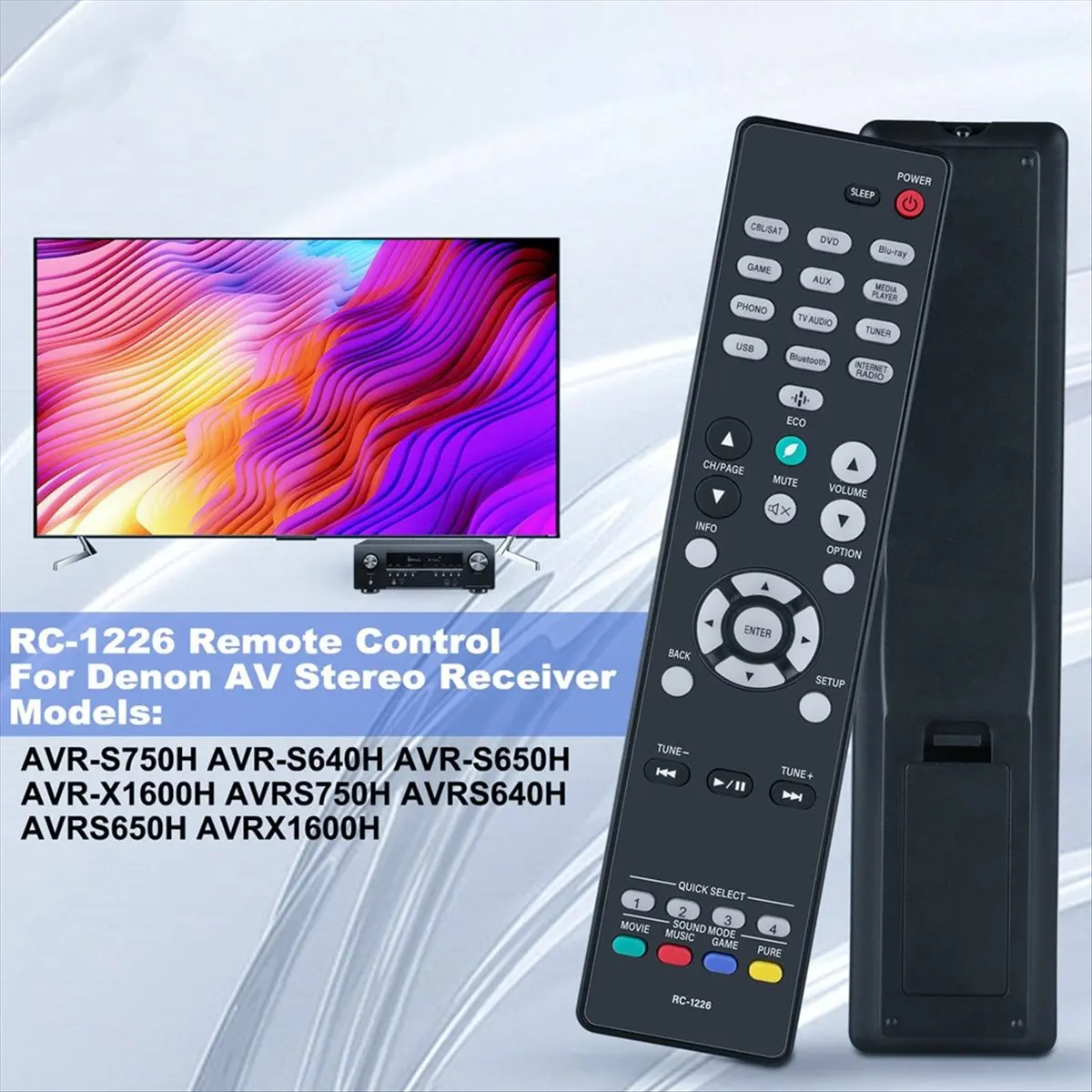 (A30I) RC-1226 Remote Control for Denon AV Stereo Receiver AVR-S750H AVR-S640H AVR-S650H AVR-X1600H AVRS750H AVRS640H
(A30I) RC-1226 Remote Control for Denon AV Stereo Receiver AVR-S750H AVR-S640H AVR-S650H AVR-X1600H AVRS750H AVRS640H