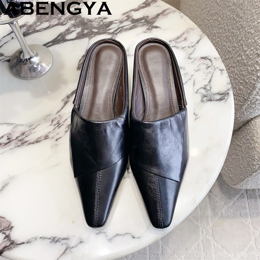 New Genuine Leather Wrap Toe Flat Slippers Women Square Toe Slingback Slippers Woman Summer Dress Party Shoes Mujer
New Genuine Leather Wrap Toe Flat Slippers Women Square Toe Slingback Slippers Woman Summer Dress Party Shoes Mujer