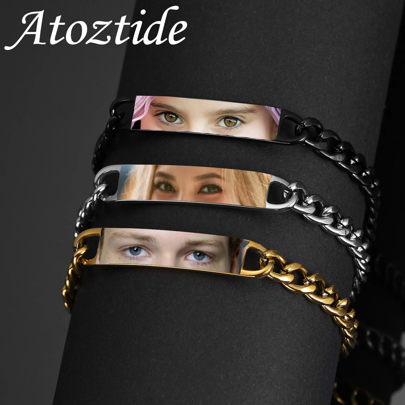 Atoztide персонализированный браслет с принтом для глаз и фотографий для женщин и мужчин, ювелирные изделия из нержавеющей стали, кубинская цепочка, подарок с изображением памяти на заказ
Atoztide персонализированный браслет с принтом для глаз и фотографий для женщин и мужчин, ювелирные изделия из нержавеющей стали, кубинская цепочка, подарок с изображением памяти на заказ