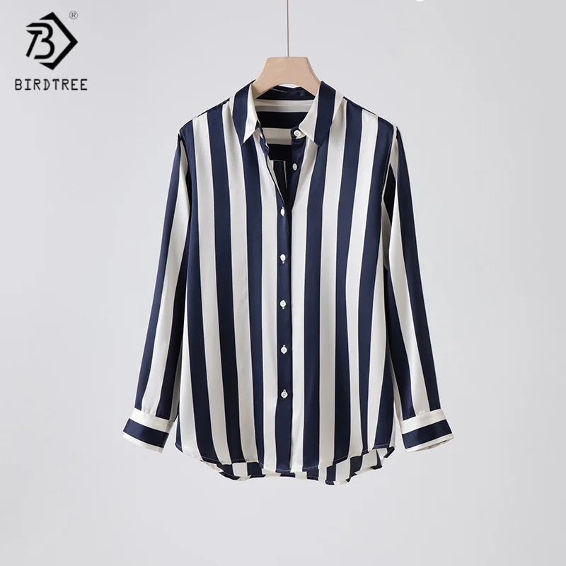 Birdtree,93% Silk 7% Spandex Stripe Blouse,Women's Silk Stretch Satin Lapel Tops,Full Sleeve Shirt,2025 New T5D627JF
Birdtree,93% Silk 7% Spandex Stripe Blouse,Women's Silk Stretch Satin Lapel Tops,Full Sleeve Shirt,2025 New T5D627JF