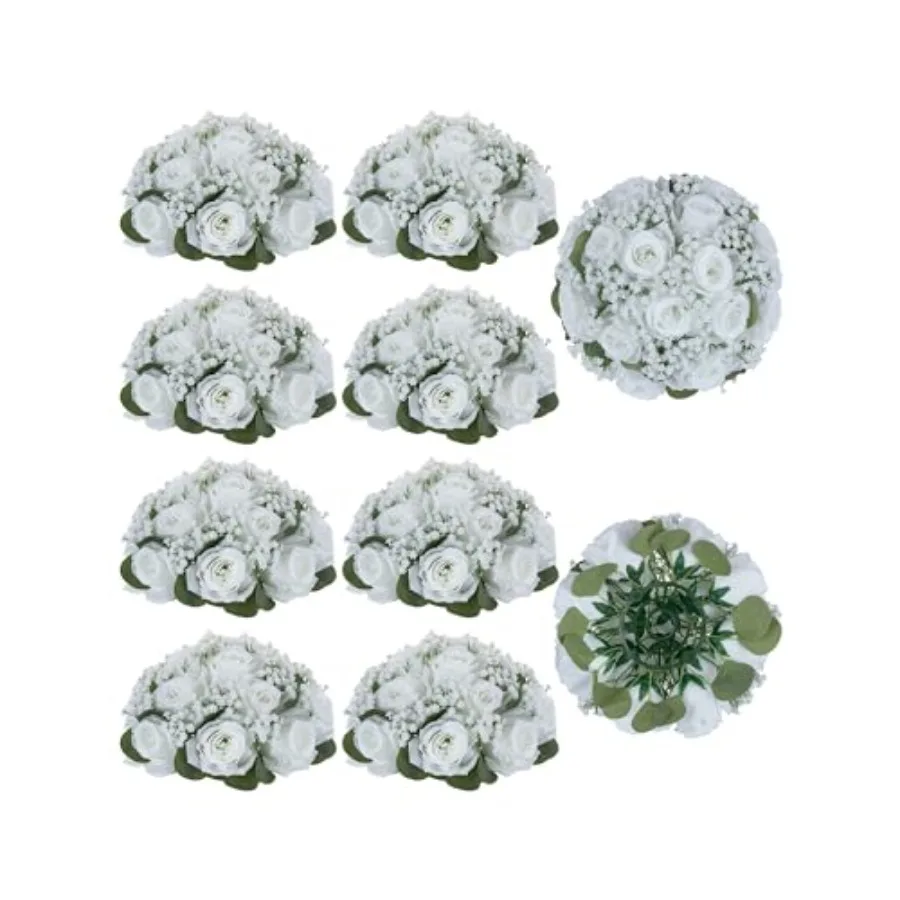 White Flowers for Centerpieces Wedding: 10 Pcs Artificial Rose Babys Breath Flower Balls for Table Decoration - Fake Silk Kissi
White Flowers for Centerpieces Wedding: 10 Pcs Artificial Rose Babys Breath Flower Balls for Table Decoration - Fake Silk Kissi