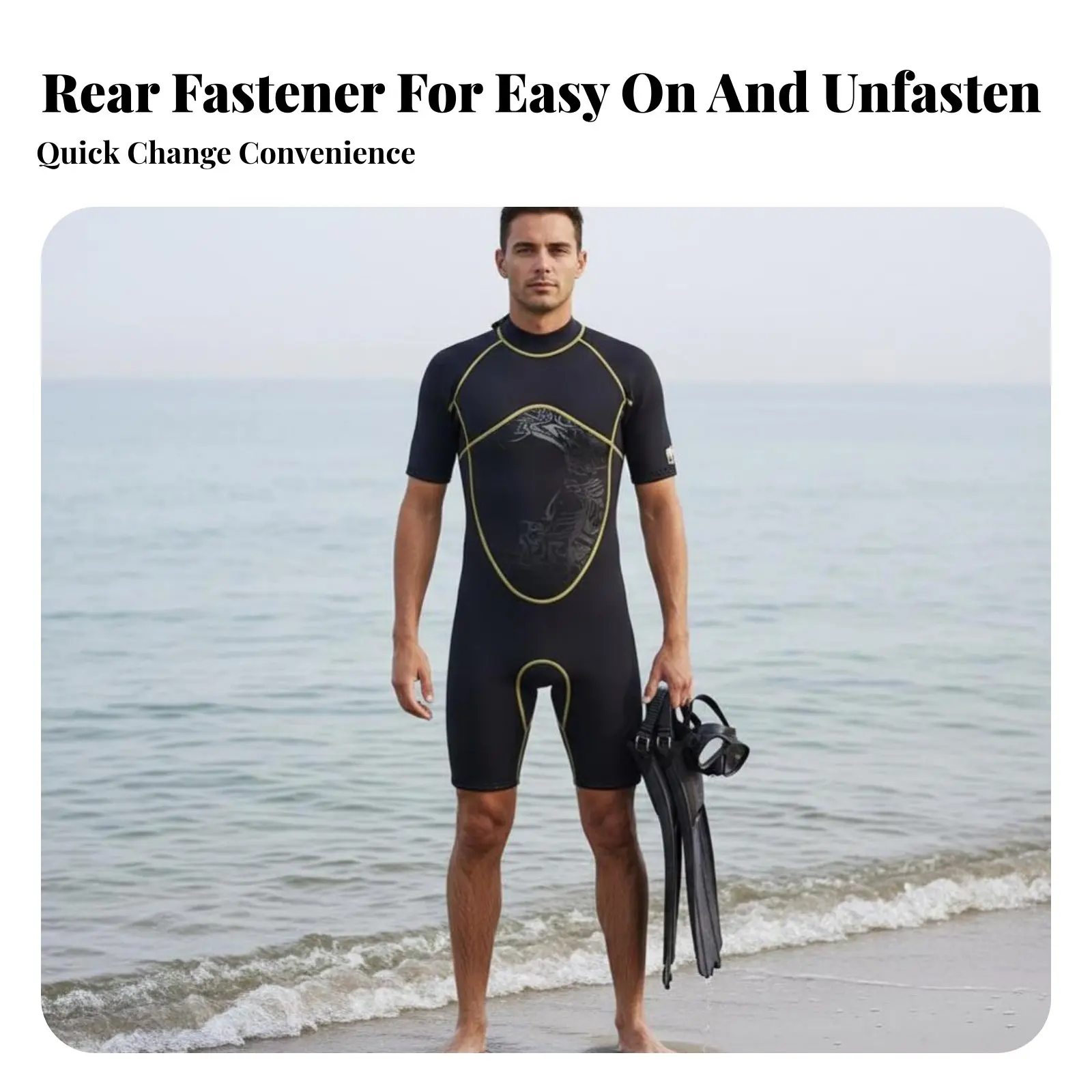 3mm Men's Short Sleeve Diving Suit, Rear Zip, Thermal, for Surfing and Swimming
3mm Men's Short Sleeve Diving Suit, Rear Zip, Thermal, for Surfing and Swimming