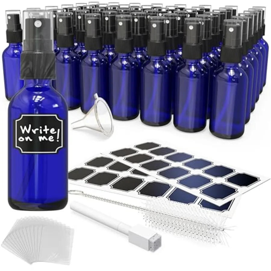 Small Spray Bottle 2 Oz 48 Pack Blue Glass Spritzer Bottles Mini Spray Bottle Mist Set w/Labels Marker Funnel Brush and Shrink
Small Spray Bottle 2 Oz 48 Pack Blue Glass Spritzer Bottles Mini Spray Bottle Mist Set w/Labels Marker Funnel Brush and Shrink