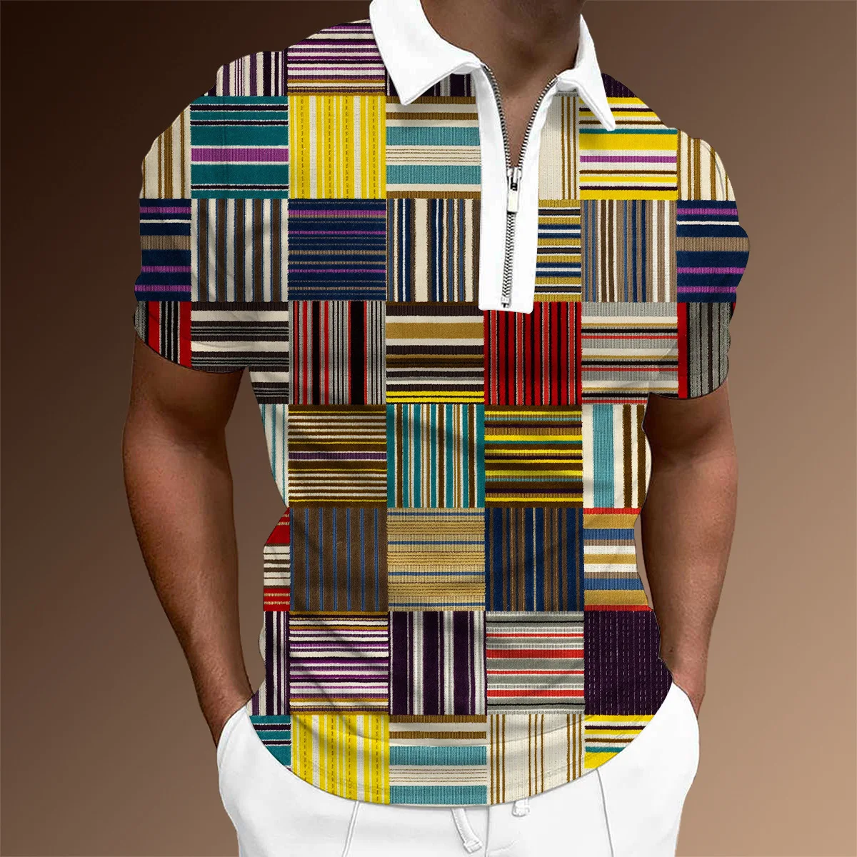 Summer Luxury Men's Clothing Polo Shirt Patchwork 3D Printed Casual Short Sleeve T Shirt Men's Prom Lapel Zip Polo Shirt
Summer Luxury Men's Clothing Polo Shirt Patchwork 3D Printed Casual Short Sleeve T Shirt Men's Prom Lapel Zip Polo Shirt