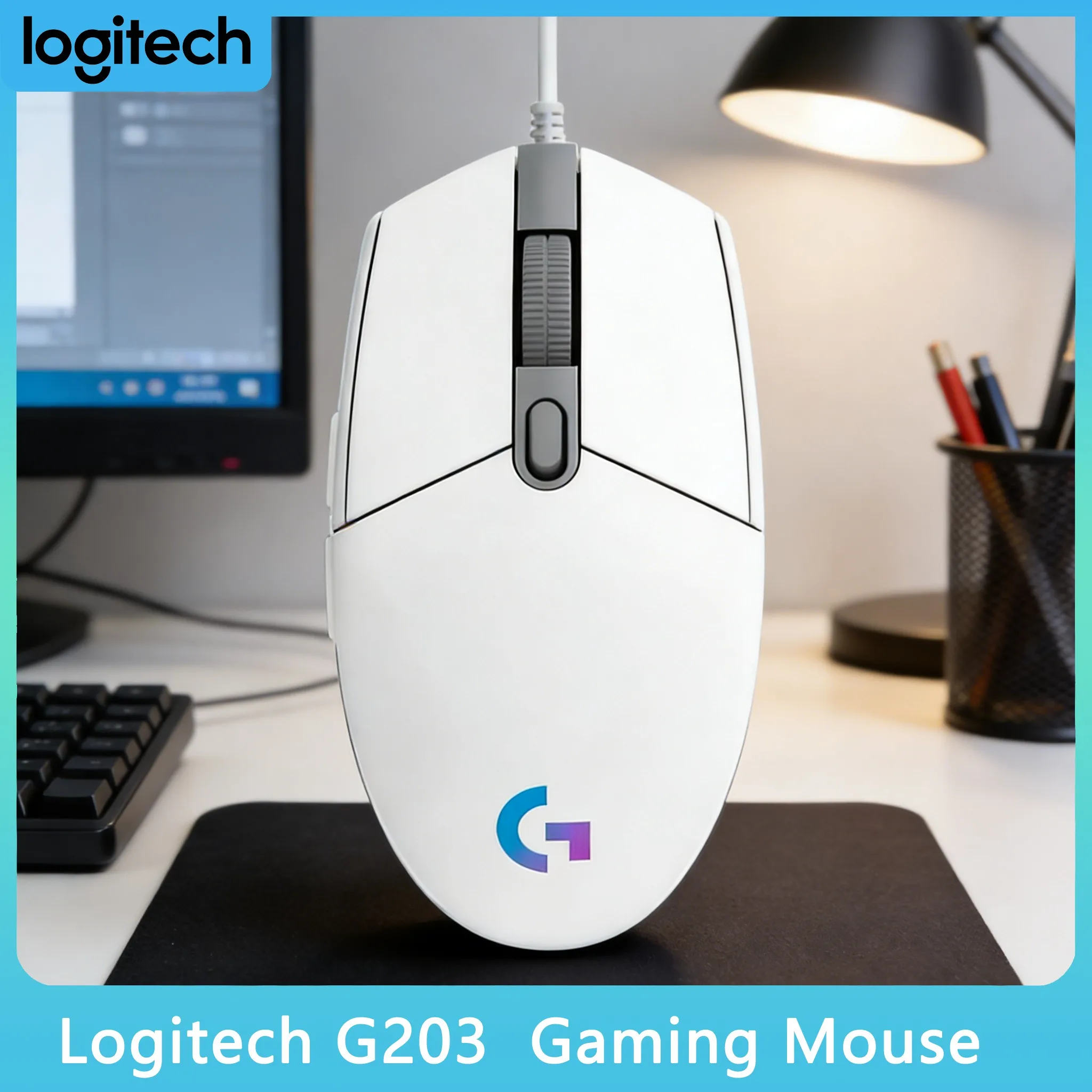 Logitech G203 Wired Mouse Anti-Scratch Base for Smooth Gliding