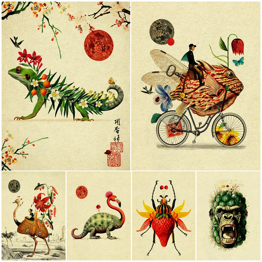 Surreal Fantasy Collage Of Animals And Plants,Vintage Wall Art Canvas Painting,Mysterious Creature Art Poster Print Home Decor
Surreal Fantasy Collage Of Animals And Plants,Vintage Wall Art Canvas Painting,Mysterious Creature Art Poster Print Home Decor