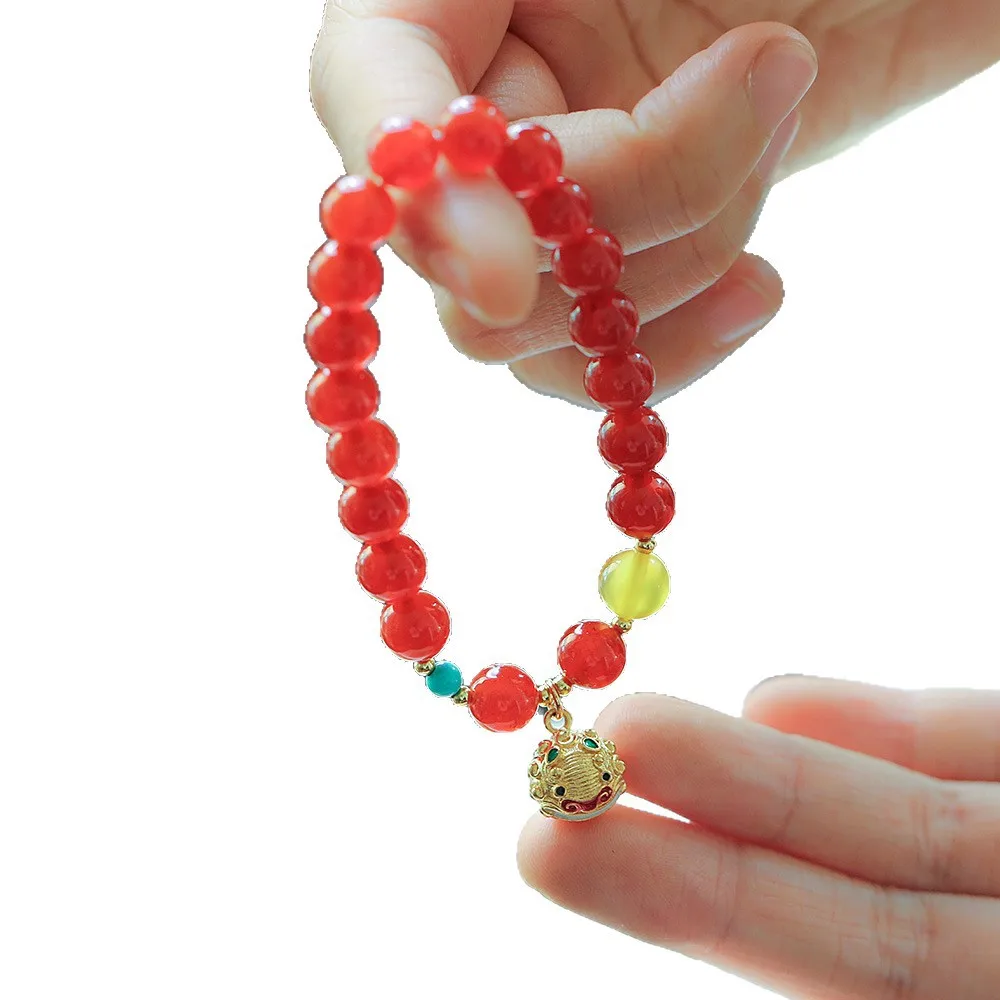 Natural Red Agate Yellow Agate Magnesite Turquoise Tiger Head Bell Beaded Bracelet for Women Gifts
Natural Red Agate Yellow Agate Magnesite Turquoise Tiger Head Bell Beaded Bracelet for Women Gifts
