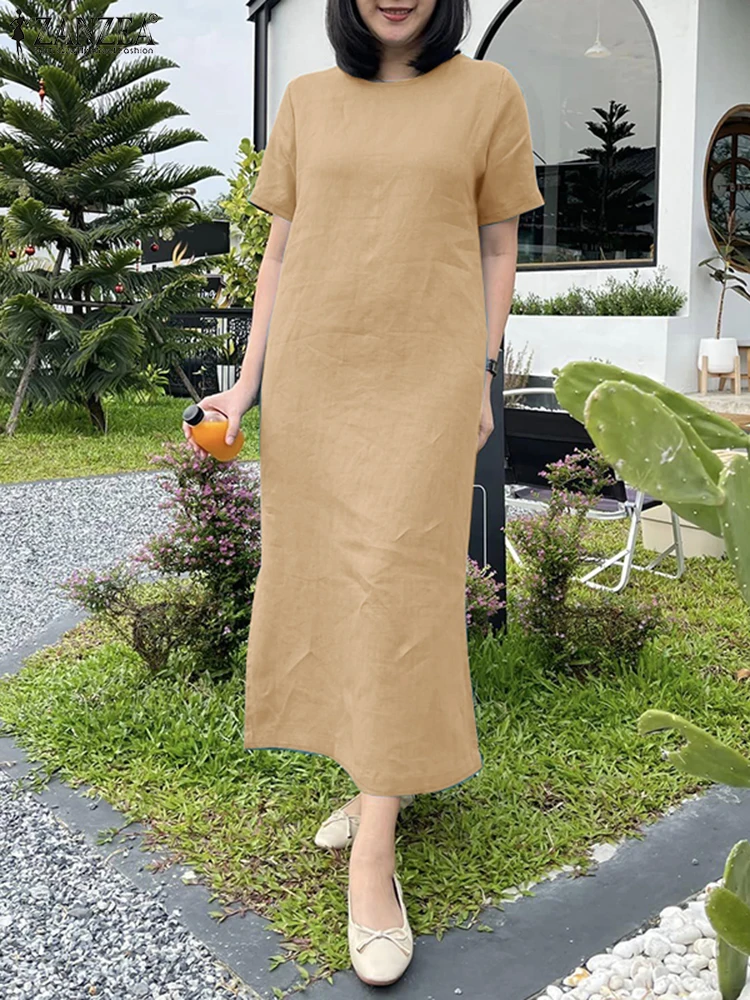 ZANZEA Short Sleeve Casual Robes Femme 2025 Summer Women Loose Daily Vestidos O-neck Side Slit Solid Color Vacation Midi Dress
ZANZEA Short Sleeve Casual Robes Femme 2025 Summer Women Loose Daily Vestidos O-neck Side Slit Solid Color Vacation Midi Dress