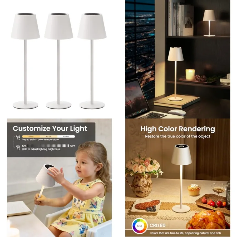 Cordless Table Lamp, Portable Battery Operated Lamp with 3 Color Temps and Stepless Dimming, Rechargeable Table Lamp for Dinner
Cordless Table Lamp, Portable Battery Operated Lamp with 3 Color Temps and Stepless Dimming, Rechargeable Table Lamp for Dinner