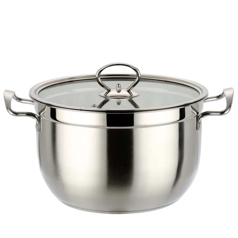 Thickened stainless steel covered bottom milk pot Customized gift High soup pot Binaural soup
Thickened stainless steel covered bottom milk pot Customized gift High soup pot Binaural soup