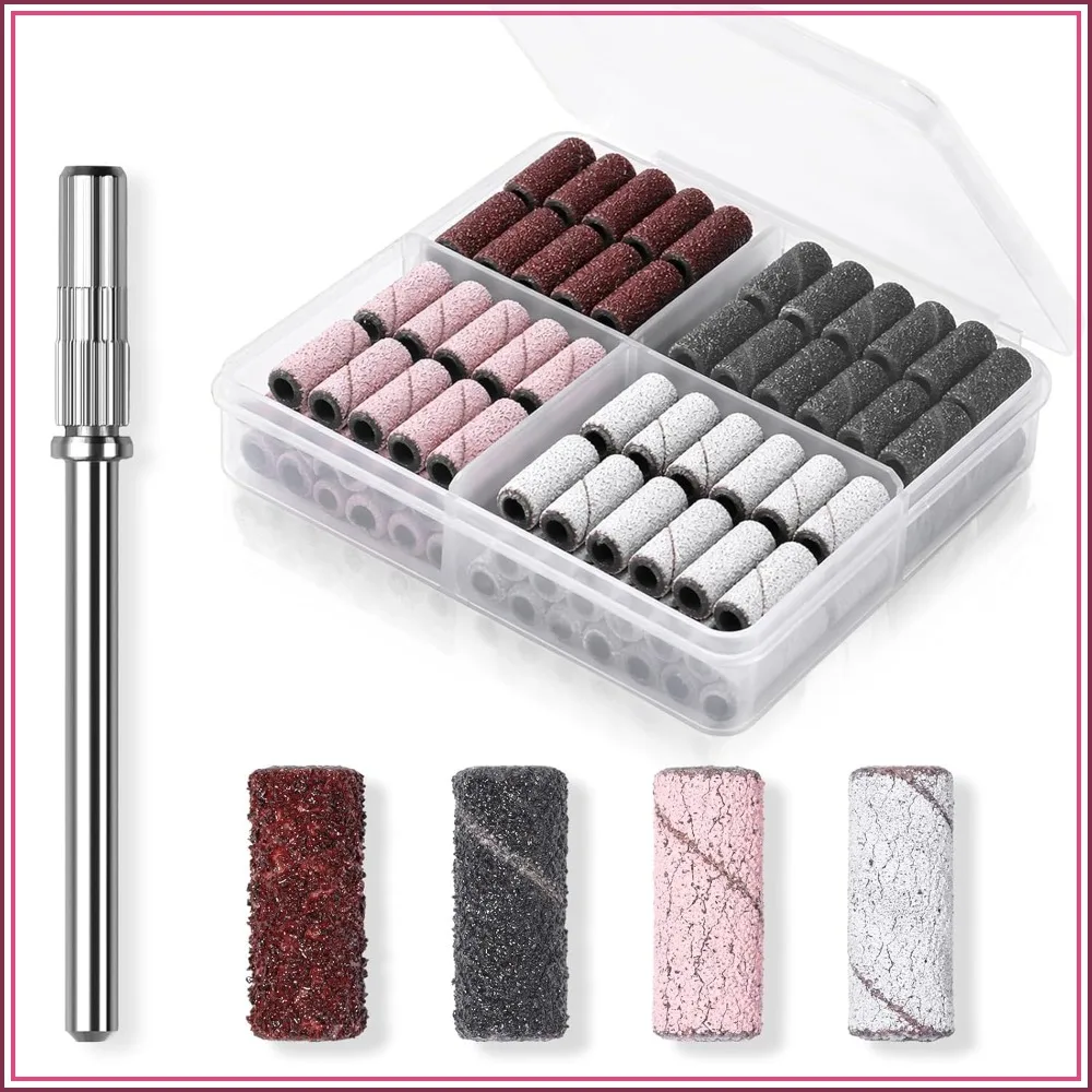 100Pcs Nail Drill Bits Sanding Bands, 80/120/180/240 Grit Coarse to Fine with 3.1mm Mandrel for Acrylic Gel Manicure Pedicure
100Pcs Nail Drill Bits Sanding Bands, 80/120/180/240 Grit Coarse to Fine with 3.1mm Mandrel for Acrylic Gel Manicure Pedicure