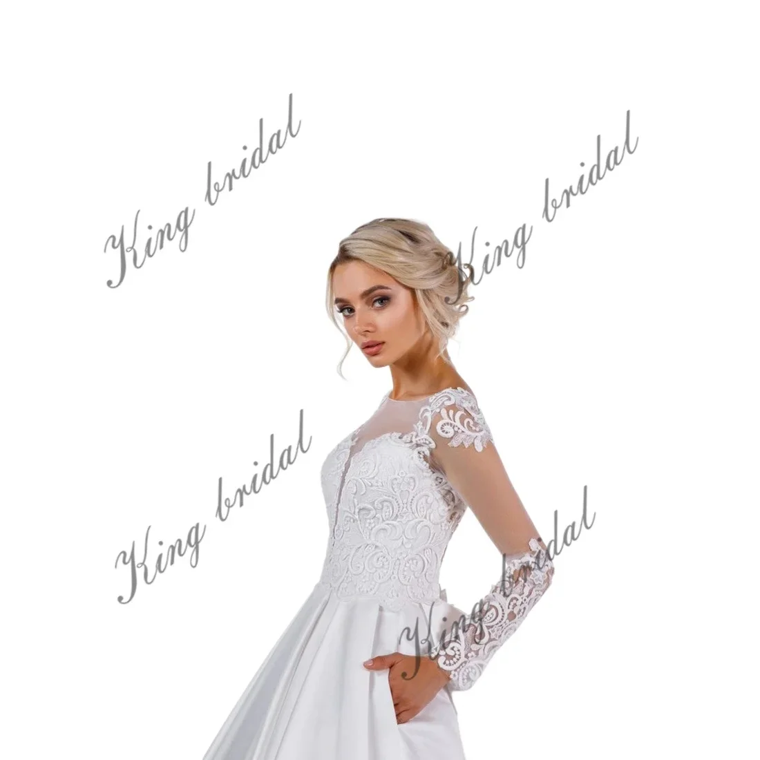 Custom Bride's Backless Satin Lace Wedding Dress White Long Sleeves Bridal Gown Deep V Custom Bridal Gowns Appliques Tulle Lace
Custom Bride's Backless Satin Lace Wedding Dress White Long Sleeves Bridal Gown Deep V Custom Bridal Gowns Appliques Tulle Lace