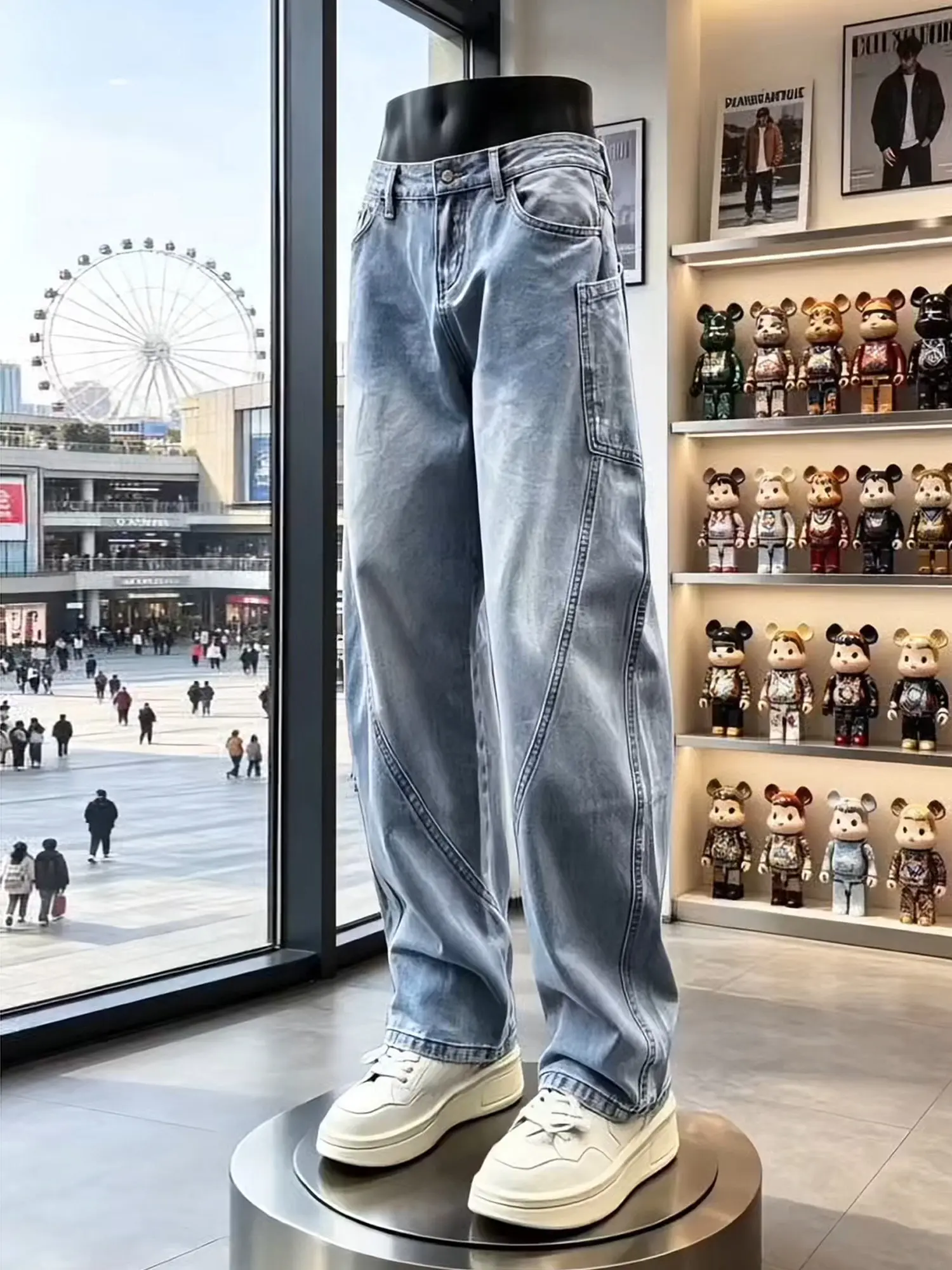 Light Blue Washed Knife Straight Leg Men's Jeans Spring Fashion Casual Loose Fit Workwear Trousers Wide Leg Pants
Light Blue Washed Knife Straight Leg Men's Jeans Spring Fashion Casual Loose Fit Workwear Trousers Wide Leg Pants