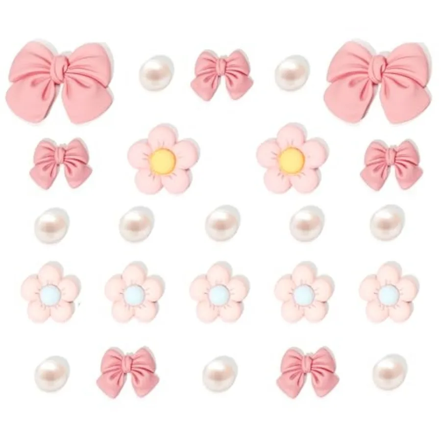 Resin Bow Shoe Charms for Girls, 24Pcs Cute Flower Accessories for Clog Sandals, Pearl Decoration for Women, DIY Party Favor
Resin Bow Shoe Charms for Girls, 24Pcs Cute Flower Accessories for Clog Sandals, Pearl Decoration for Women, DIY Party Favor