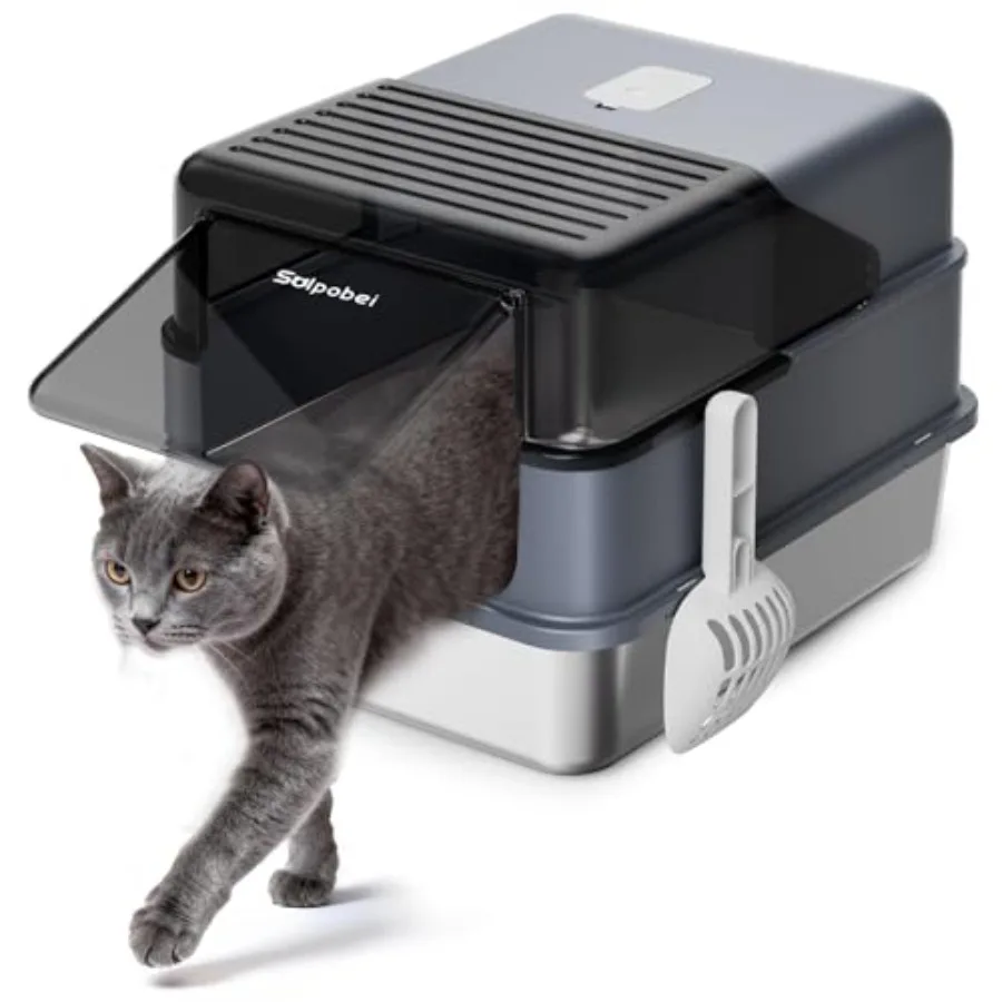 Stainless Steel Cat Litter Box with Lid Enclosed and Covered High-Sided Kitty Litter Box Medium or Small Metal Litter Pan for C
Stainless Steel Cat Litter Box with Lid Enclosed and Covered High-Sided Kitty Litter Box Medium or Small Metal Litter Pan for C