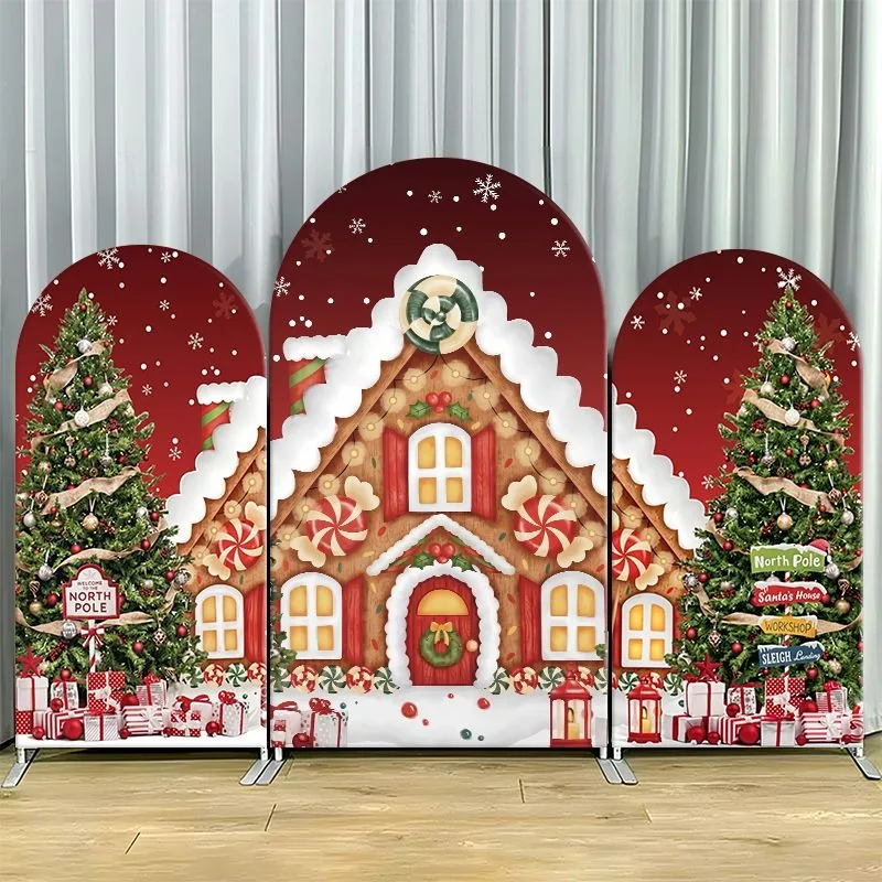 Single Side Arch Backdrop Cover Gingerbread House Christmas Theme for Holiday Party
Single Side Arch Backdrop Cover Gingerbread House Christmas Theme for Holiday Party