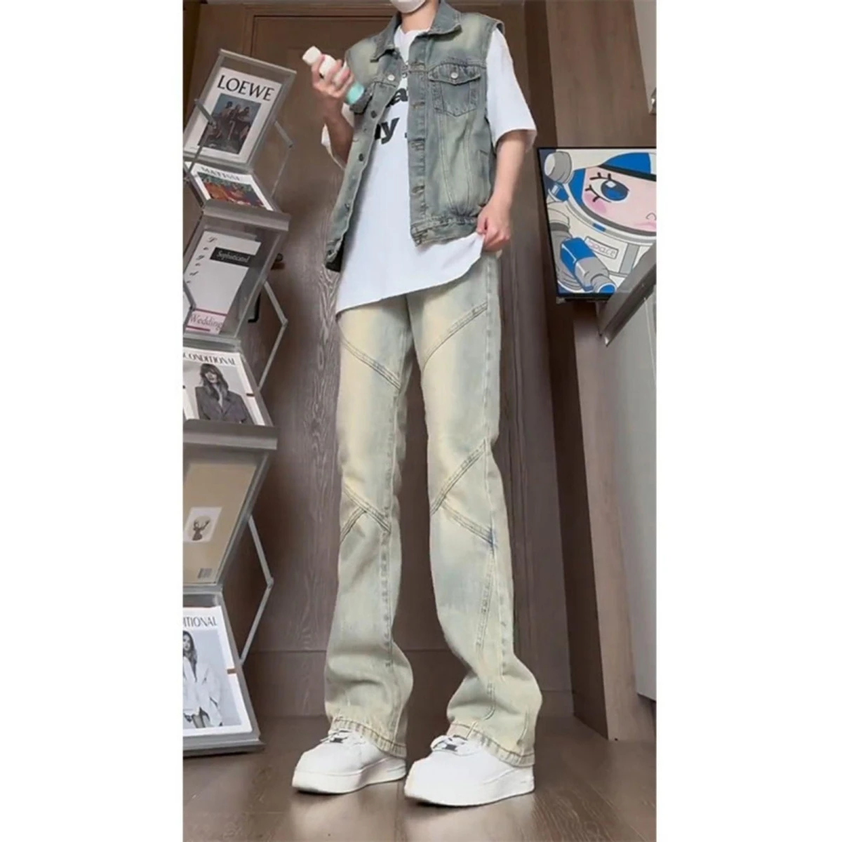 Желтые джинсы из окрашенной глины, зауженные, унисекс, в американском стиле, с элементами кэжуал, модные, брендовые, утягивающие брюки Haome
Желтые джинсы из окрашенной глины, зауженные, унисекс, в американском стиле, с элементами кэжуал, модные, брендовые, утягивающие брюки Haome