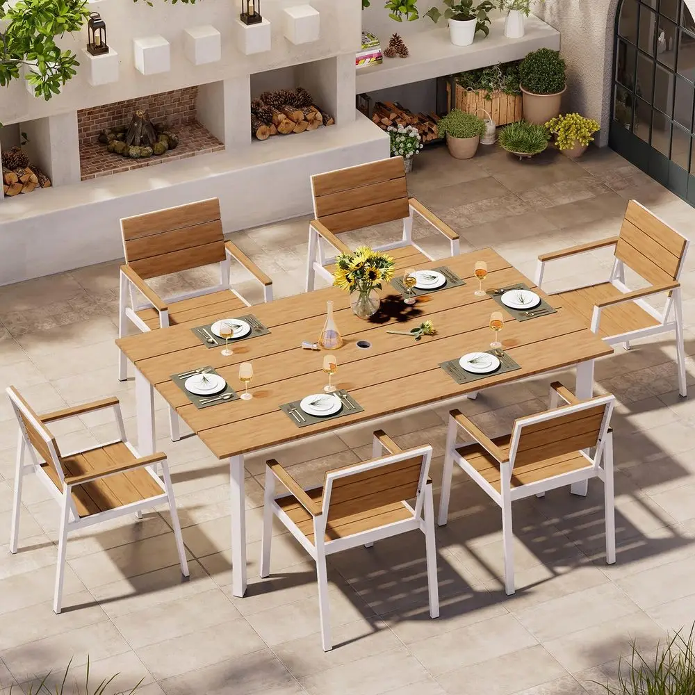 Dining Set for 6, Patio Table and Chairs Set with Umbrella Hole, 7 Pieces HDPS Aluminum Outdoor Furniture Sets for Patio, Garde
Dining Set for 6, Patio Table and Chairs Set with Umbrella Hole, 7 Pieces HDPS Aluminum Outdoor Furniture Sets for Patio, Garde