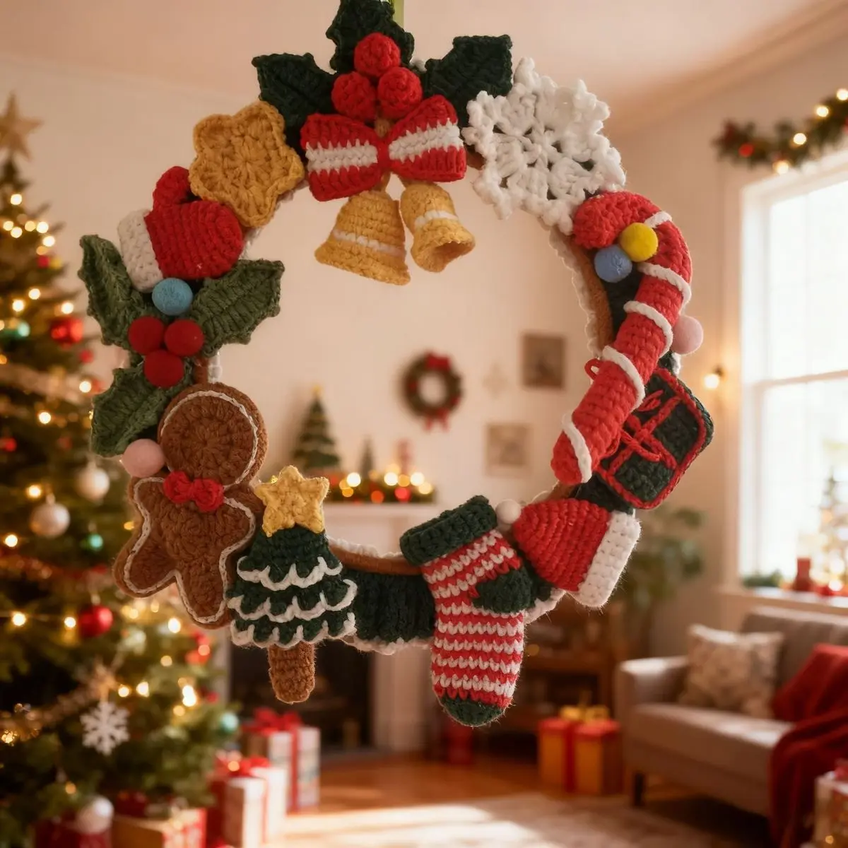 Hand-Knitted Xmas Wreath,Cozy Festive Decor,Hanging Decor,Ready to Hang & Gift! Festive Atmosphere
Hand-Knitted Xmas Wreath,Cozy Festive Decor,Hanging Decor,Ready to Hang & Gift! Festive Atmosphere