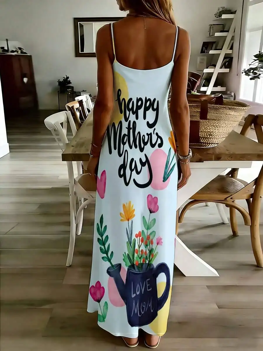 Happy Mothers Day Floral Print Sleeveless V Neck Long Dress For Women
Happy Mothers Day Floral Print Sleeveless V Neck Long Dress For Women