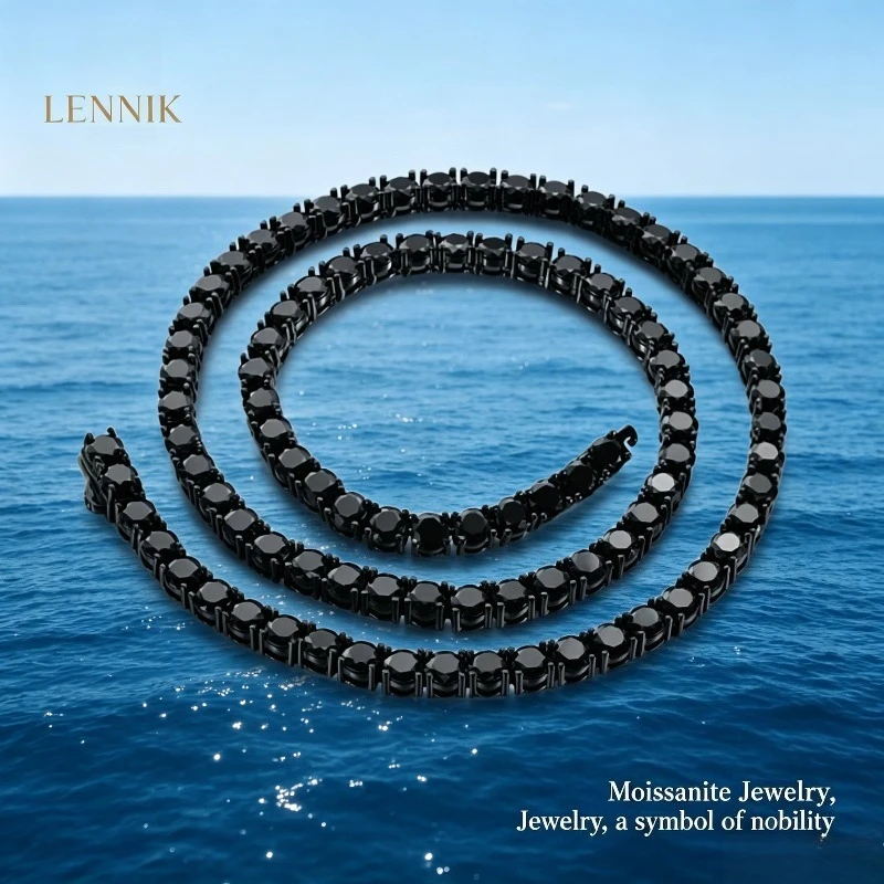 LENNIK GRA Certified Full 3/4/5 MM Black Moissanite Tennis Necklace Women's Men's S925 Electroplated White Black Gold Necklace
LENNIK GRA Certified Full 3/4/5 MM Black Moissanite Tennis Necklace Women's Men's S925 Electroplated White Black Gold Necklace
