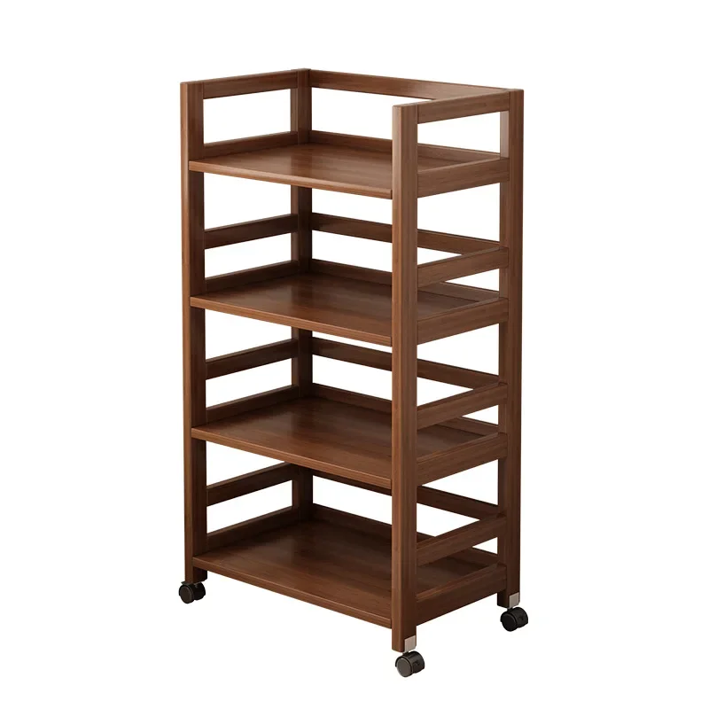 Movable Floor Bookshelf, Under Office Table Storage, Simple Wall-mounted, Solid Wood Shelf Unit, Versatile Rack