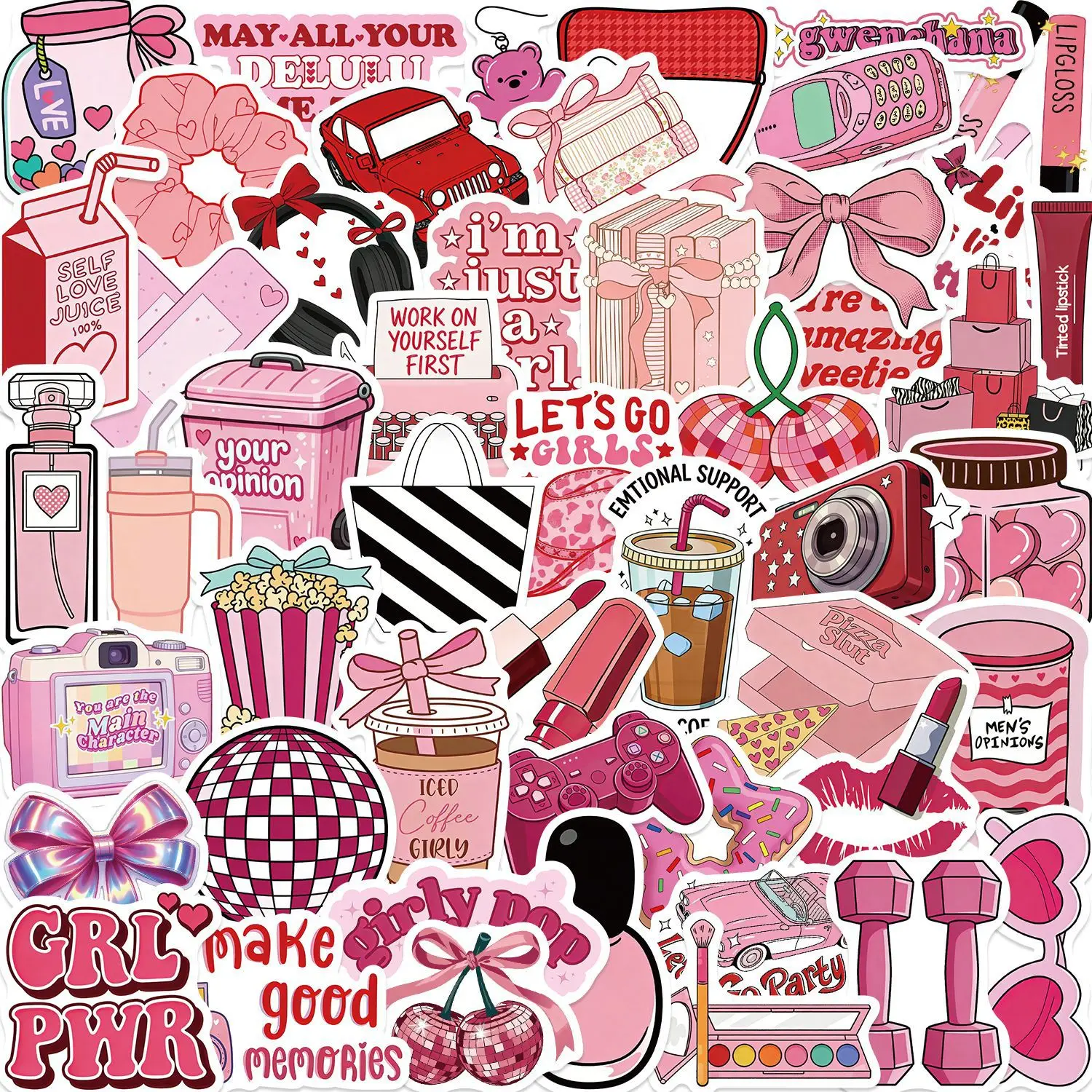 50Pcs Pink Girl Power Stickers Waterproof Decals Preppy Aesthetic for Phone Case Laptop Guitar Cute Sticker for Girl DIY Craft
50Pcs Pink Girl Power Stickers Waterproof Decals Preppy Aesthetic for Phone Case Laptop Guitar Cute Sticker for Girl DIY Craft
