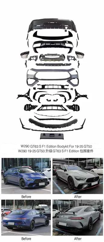 For W290 GT63 S F1 Edition Bodykit for 2019-2025 GT50 Vehicles PP Material Body Kit Front Bumper Rear Bumper Facelift Body Parts
For W290 GT63 S F1 Edition Bodykit for 2019-2025 GT50 Vehicles PP Material Body Kit Front Bumper Rear Bumper Facelift Body Parts