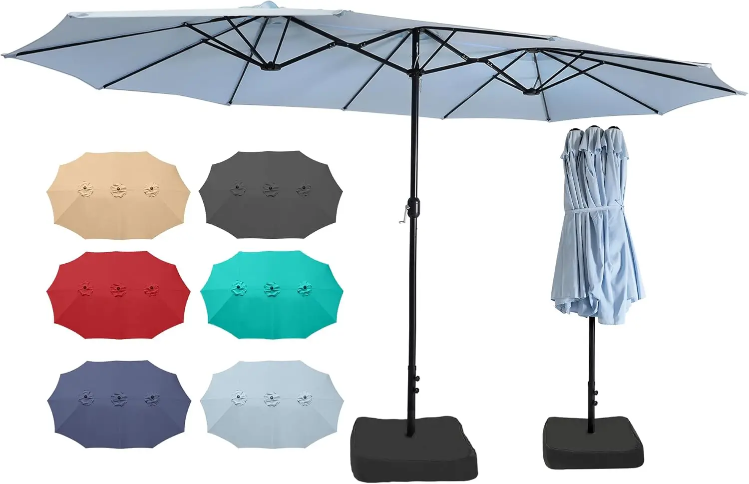 Patio Double-Sided Umbrella with Base & Crank, Extra Large Rectangular Outdoor Umbrella for Patio, Lawn & Garden
Patio Double-Sided Umbrella with Base & Crank, Extra Large Rectangular Outdoor Umbrella for Patio, Lawn & Garden