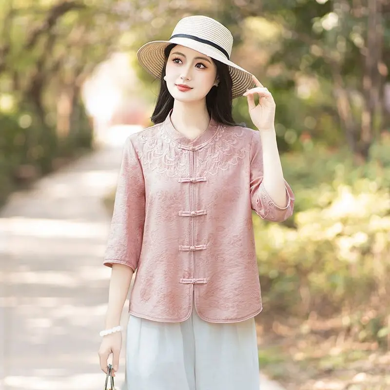 New Chinese Style Button up Shirt Thin Summer Slimming Versatile Maternity Wear for Middle Aged And Elderly Women Belly Cover...
New Chinese Style Button up Shirt Thin Summer Slimming Versatile Maternity Wear for Middle Aged And Elderly Women Belly Cover...