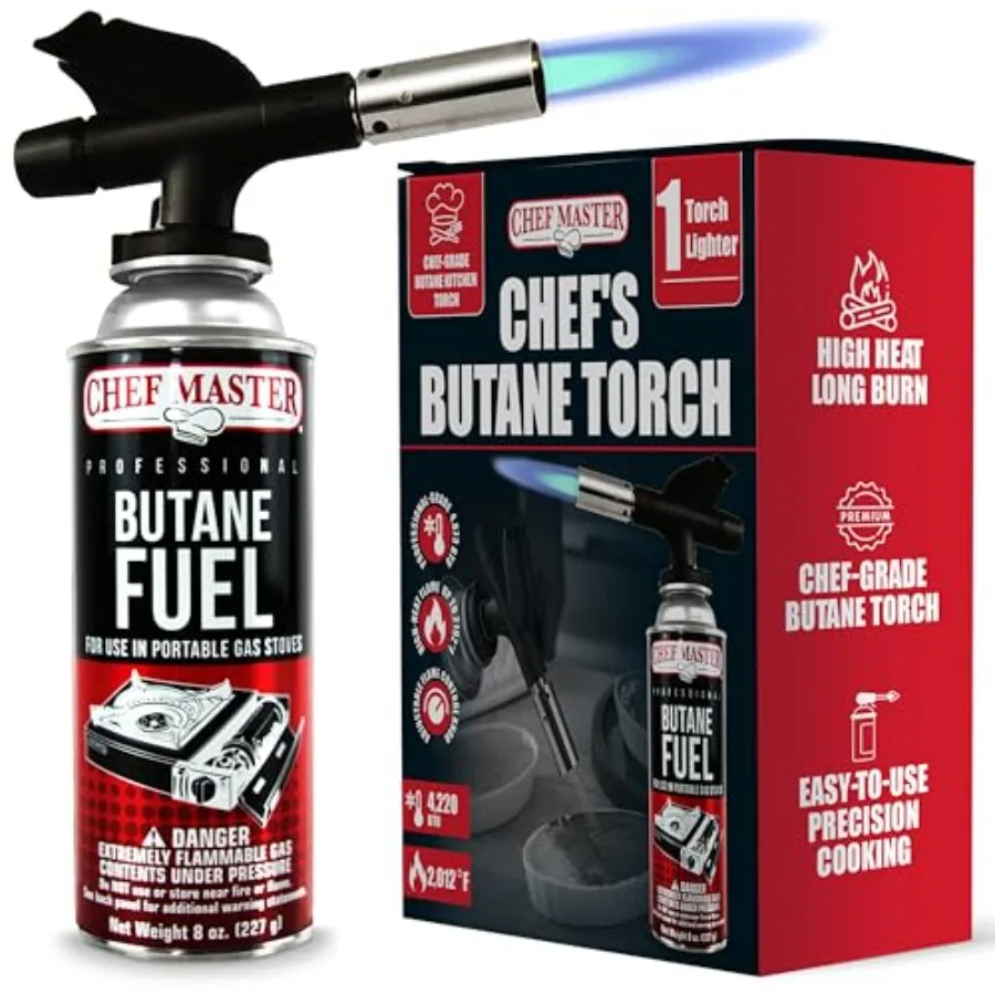 Chef's Torch, Kitchen Torch, Cooking Torch, Refillable Butane Torch Lighter w/ Adjustable Flame for Searing Steaks, Creme Brule
Chef's Torch, Kitchen Torch, Cooking Torch, Refillable Butane Torch Lighter w/ Adjustable Flame for Searing Steaks, Creme Brule