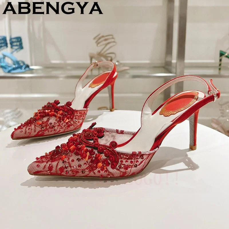 ABENGYA Hot Gem-setting High Heels Sandals Summer Bride Wedding Party Shoes Women Sexy Pointy Toe Gladiator Sandalias de Mujer
ABENGYA Hot Gem-setting High Heels Sandals Summer Bride Wedding Party Shoes Women Sexy Pointy Toe Gladiator Sandalias de Mujer