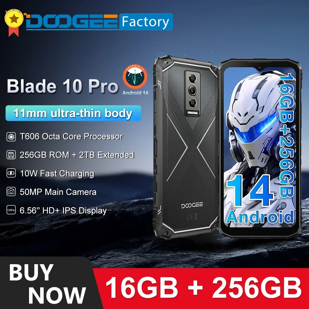 DOOGEE Blade 10 Pro Smartphone 16GB(6+10) 256GB 50MP Camera 6.56'' Display Cellphone 5150mAh NFC Android 14 Mobile Phone
DOOGEE Blade 10 Pro Smartphone 16GB(6+10) 256GB 50MP Camera 6.56'' Display Cellphone 5150mAh NFC Android 14 Mobile Phone