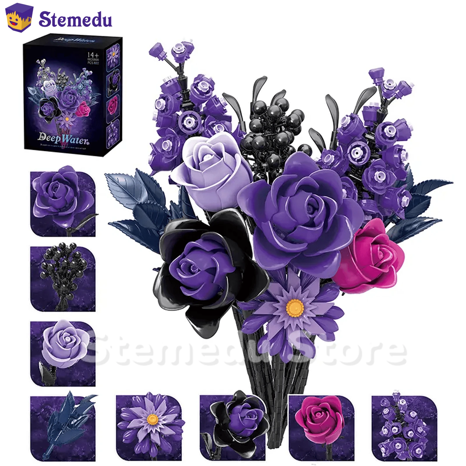 822PCS Purple Rose Gothic Bouquet Building Blocks Flowers Artificial Flowers Botanical Home Decor Valentines Thanksgiving Gift
822PCS Purple Rose Gothic Bouquet Building Blocks Flowers Artificial Flowers Botanical Home Decor Valentines Thanksgiving Gift
