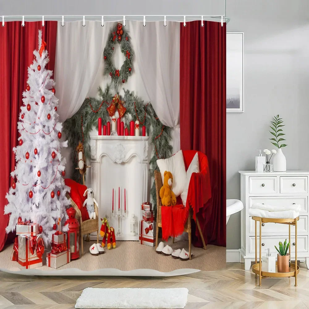Занавеска для душа с Рождеством, Рождественский домашний декор, Рождественский подарок для отца, имитация окна, снежные моющиеся занавески для душа, декор 
Занавеска для душа с Рождеством, Рождественский домашний декор, Рождественский подарок для отца, имитация окна, снежные моющиеся занавески для душа, декор