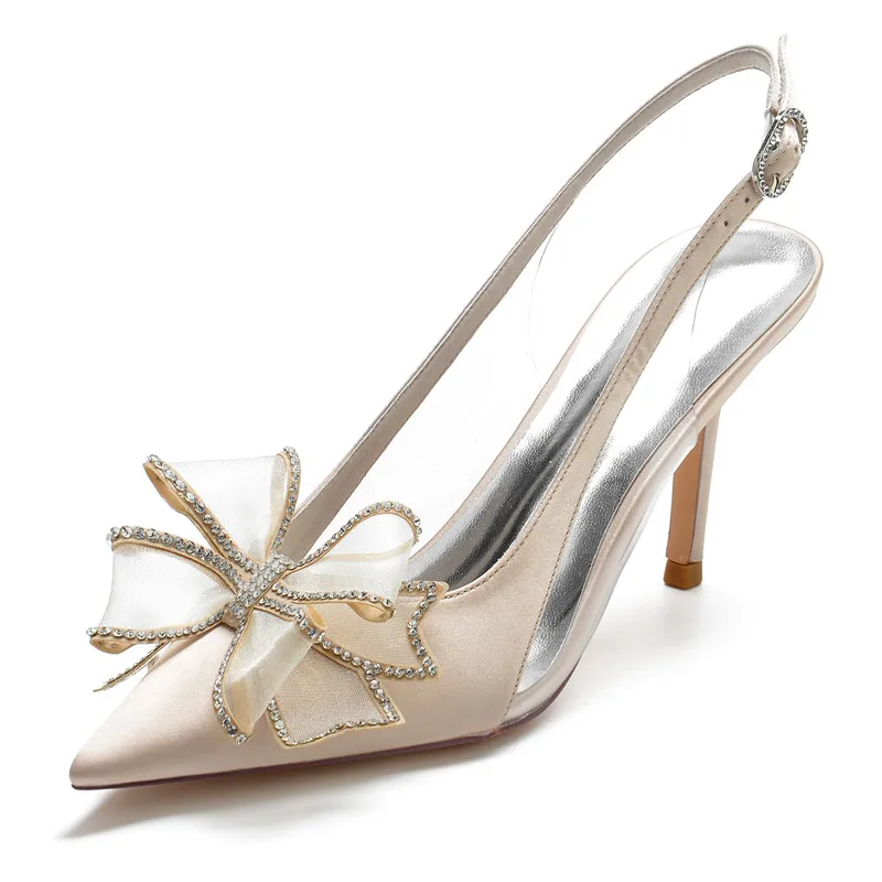 Satin Crystals Flower High Heels Wedding Slingback Shoes for Bride Pointed Toe Evening Formal Party Dress Shoes Heels
Satin Crystals Flower High Heels Wedding Slingback Shoes for Bride Pointed Toe Evening Formal Party Dress Shoes Heels