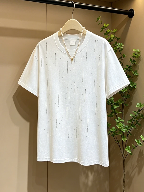 Summer New plus Size Women's T-shirt Rhinestone Short Sleeve Versatile Slimming Fashionable Top Korean Style Commute Wind
Summer New plus Size Women's T-shirt Rhinestone Short Sleeve Versatile Slimming Fashionable Top Korean Style Commute Wind