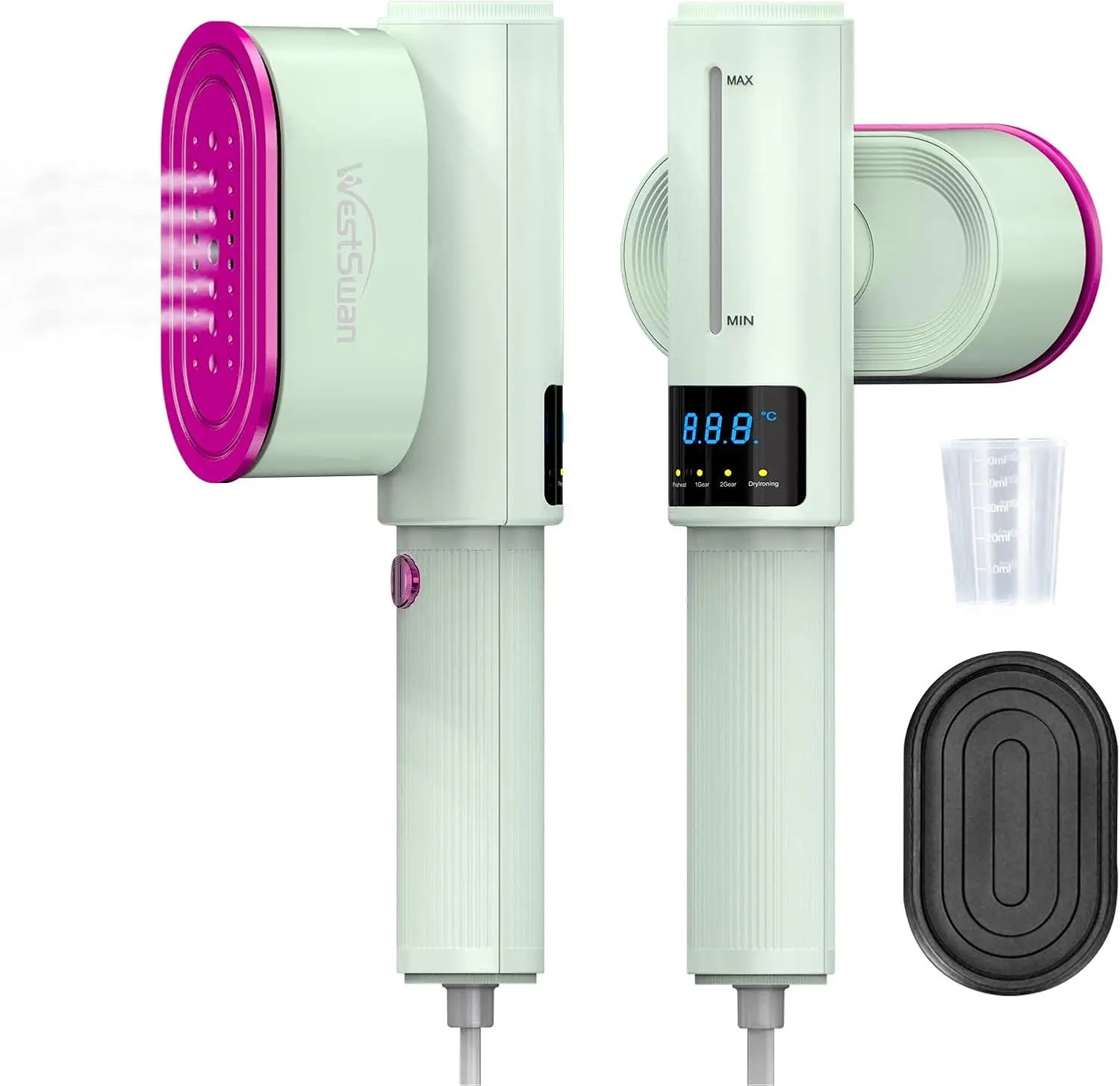 Portable Travel Steamer, Fast Wrinkle Remover with LCD Display and Rotatable Head for Home & Travel
Portable Travel Steamer, Fast Wrinkle Remover with LCD Display and Rotatable Head for Home & Travel