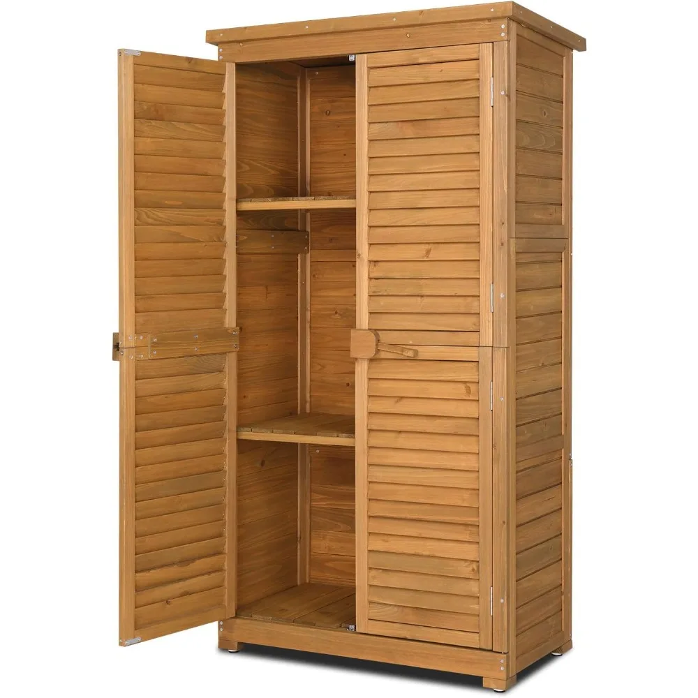 Luck Outdoor Storage Cabinet, 63in Wooden Garden Tools Shed with 2 Lockable Doors, 3 Adjustable Shelves, Waterproof Roof
Luck Outdoor Storage Cabinet, 63in Wooden Garden Tools Shed with 2 Lockable Doors, 3 Adjustable Shelves, Waterproof Roof