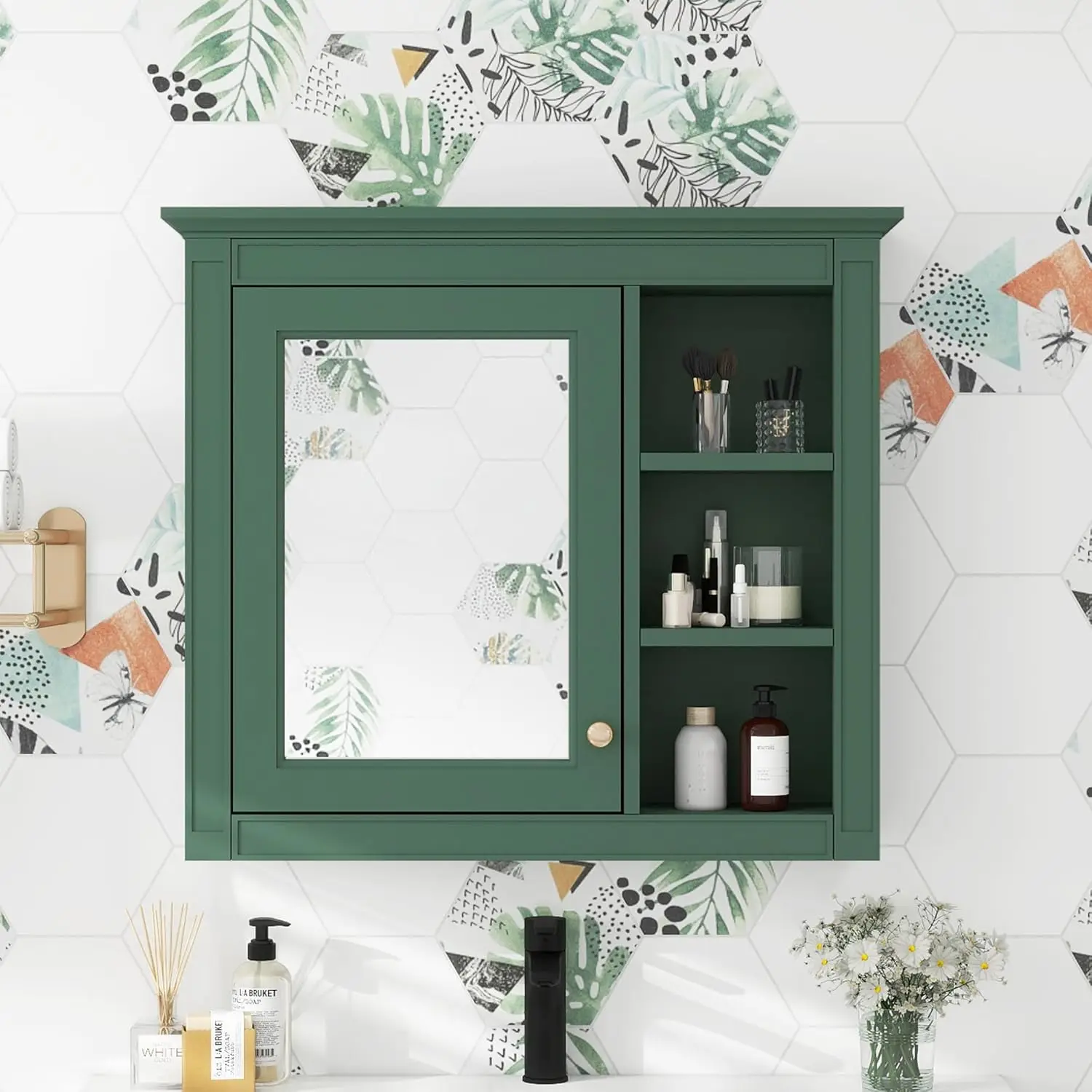 Wall Mounted Medicine Cabinet with Mirror & 3 Adjustable Shelves Over Toilet Storage, Customized
Wall Mounted Medicine Cabinet with Mirror & 3 Adjustable Shelves Over Toilet Storage, Customized