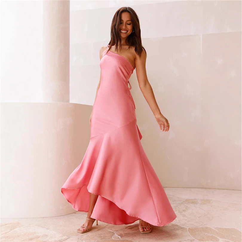 Women Sexy Mermaid Maxi Dress Solid Color One-Shoulder Ladies Backless Robe Elegant Evening Dress Long New Dresses 2025 Summer
Women Sexy Mermaid Maxi Dress Solid Color One-Shoulder Ladies Backless Robe Elegant Evening Dress Long New Dresses 2025 Summer