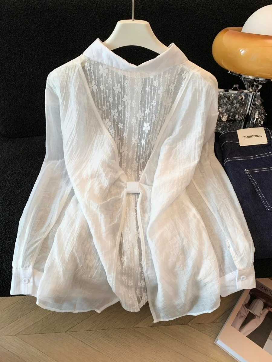 Lace Splice Long Sleeve Sun Protection Shirt Women's Summer Design Back Hollow out Thin Air Conditioning Cardigan Open Cardigan
Lace Splice Long Sleeve Sun Protection Shirt Women's Summer Design Back Hollow out Thin Air Conditioning Cardigan Open Cardigan