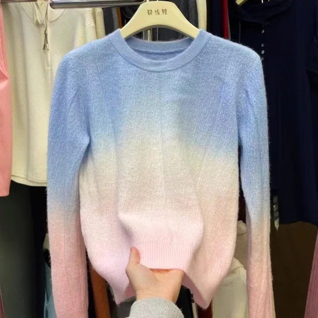 Women's round Ne Knitted Sweater Polar Fce Soft adient Rainbow Color Blo Winter Inner Wear Sweet Sle Loose Fit
Women's round Ne Knitted Sweater Polar Fce Soft adient Rainbow Color Blo Winter Inner Wear Sweet Sle Loose Fit